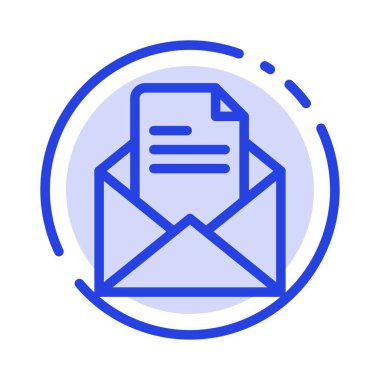 Metin, Posta, Ofis, Kalem Mavi Noktalı Çizgi Simgesi