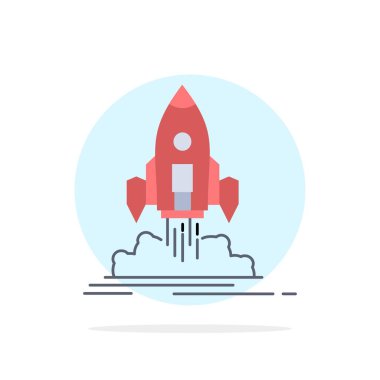 Fırlatma, misyon, mekik, başlangıç, Düz Renk Simge Vecto yayınlamak