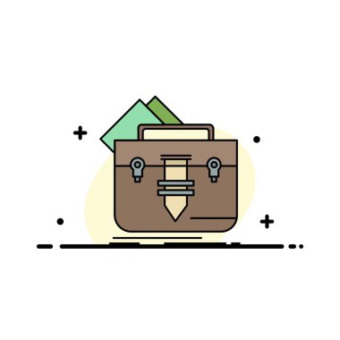 portföy, Çanta, dosya, klasör, evrak çantası Düz Renk Simge Vektör