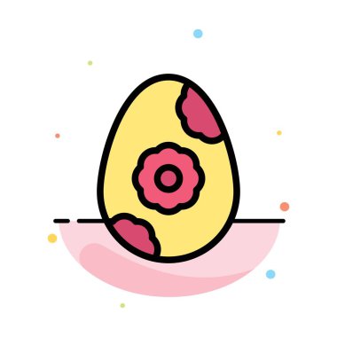 Yumurta, Paskalya, Çiçek Soyut Düz Renk Simgesi Şablonu