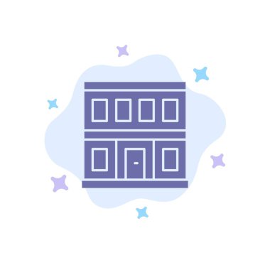 İnşaat, Kapı, Ev, Soyut Bulut Üzerine Bina MaviSi Simgesi 