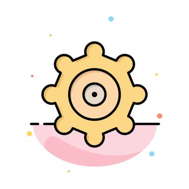 Ayar, Dişli Soyut Düz Renk Simgesi Şablonu