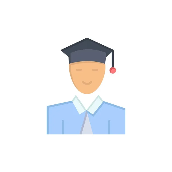 Étudiant, Éducation, Diplômé, Apprentissage Flat Color Icon. Vecteur — Image vectorielle