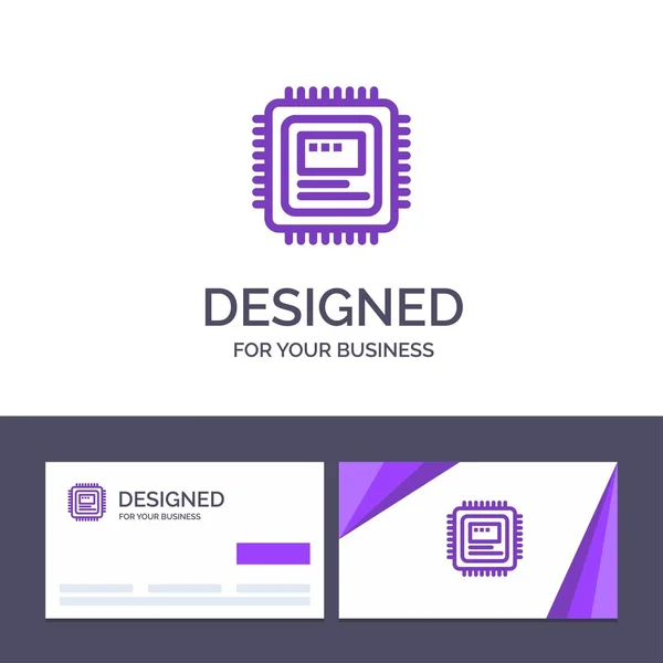 Kreative Visitenkarten- und Logo-Vorlage CPU, Speicher, Computer, — Stockvektor