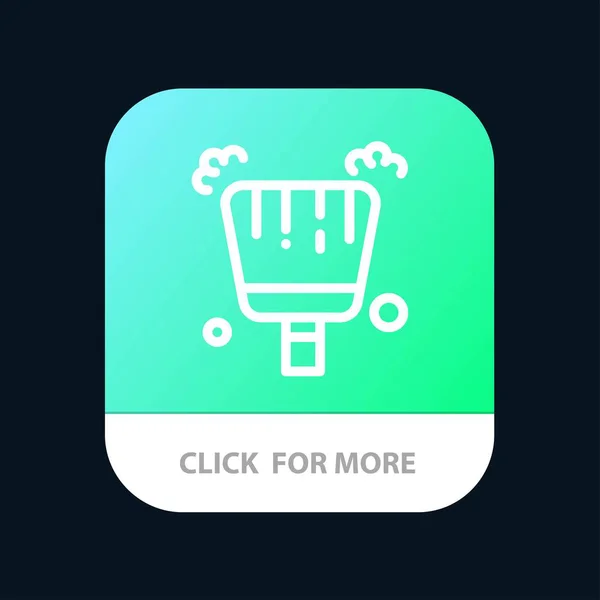 Bezem, Dustpan, sweep mobiele app knop. Android en IOS lijn ve — Stockvector