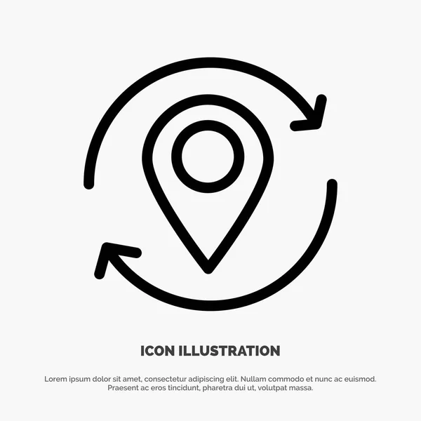 Flecha, Ubicación, Mapa, Marcador, Pin Line Icon Vector — Vector de stock