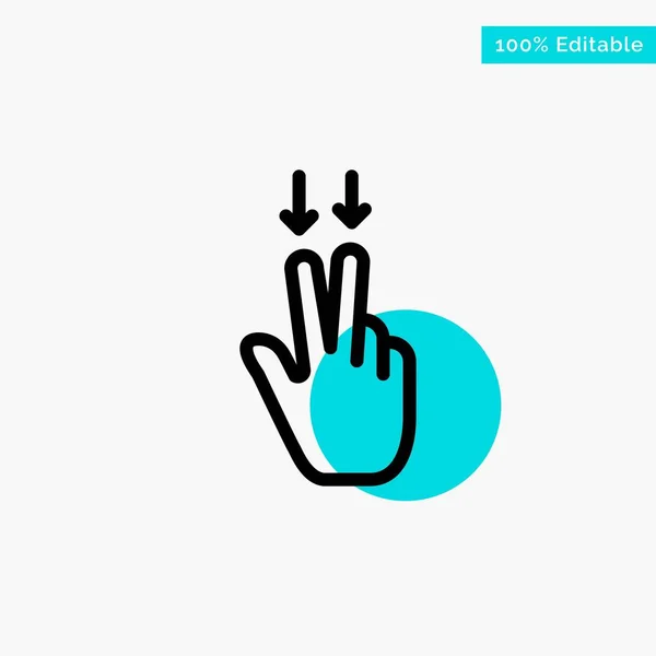Fingers, Gesture, , Down turquoise highlight circle point Vector — Stock Vector