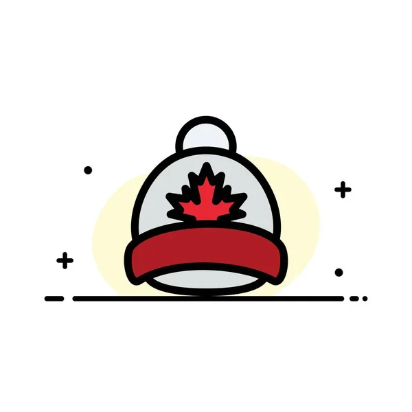 Hatt, keps, Leaf, Kanada Business Flat linje fylld ikon vektor ba — Stock vektor