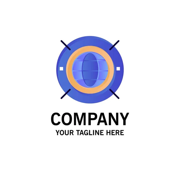 Internet, Web, Mundo, Computing Business Logo Template. Coluna plana — Vetor de Stock