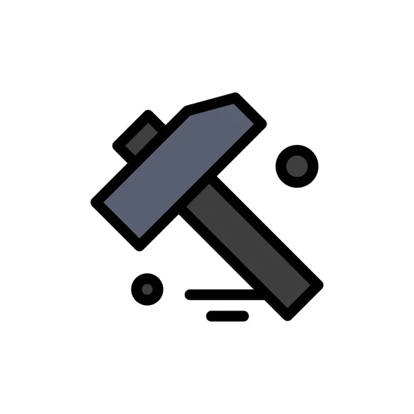 Bouw, hamer, gereedschap platte kleur pictogram. Vector pictogram banner — Stockvector