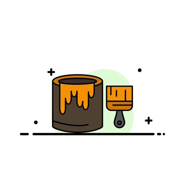 Brush, Bucket, Paint, Painting  Business Flat Line Filled Icon V — Stock Vector