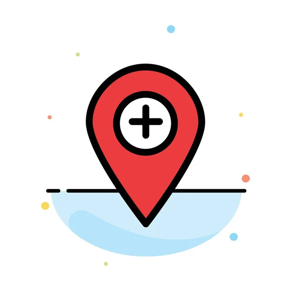 Plus, Location, Map, Marker, Pin Abstraat Flat Color Icon Templa — стоковый вектор