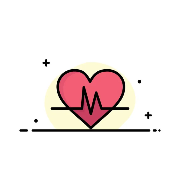 Ηκγ Καρδιά Καρδιακός Παλμός Παλμό Επιχειρηματικού Λογότυπου Επίπεδο Χρώμα — Διανυσματικό Αρχείο