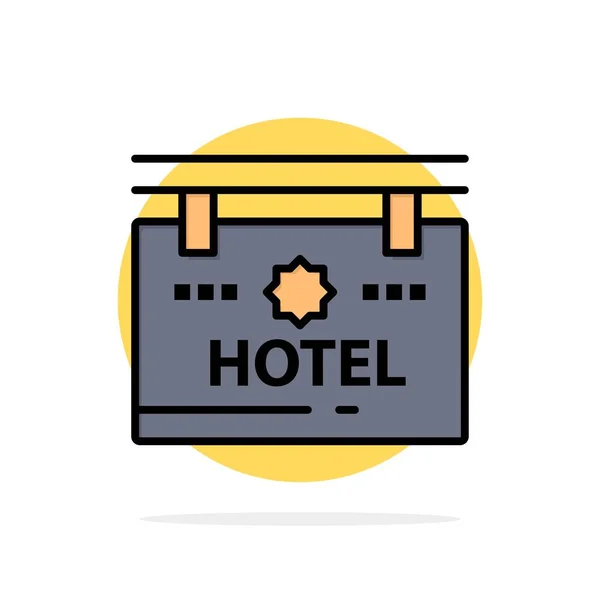 Ξενοδοχείο, υπογραφή, σανίδα, τοποθεσία αφηρημένο κυκλικό φόντο επίπεδο Col — Διανυσματικό Αρχείο
