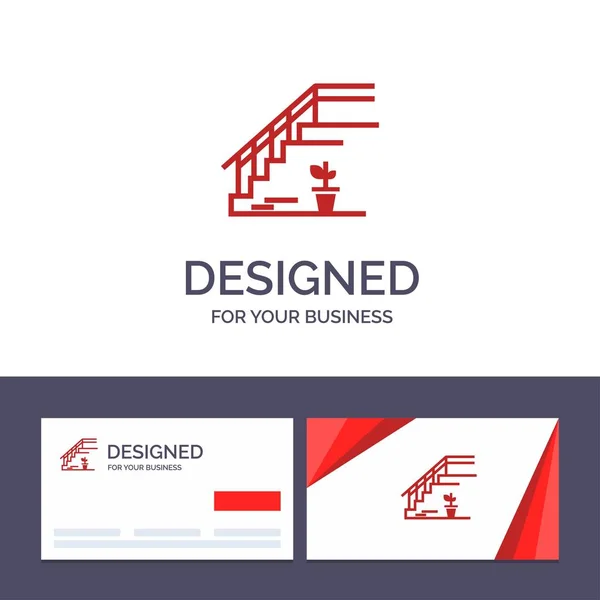 Creative Business Card and Logo template Stairs, Upstairs, Floor — Stock Vector
