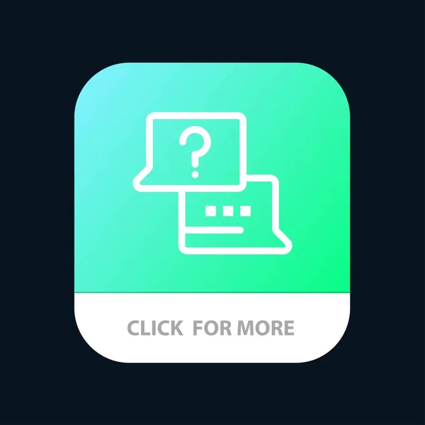 Trabalho, Encontrar, Computador portátil, Chat Mobile App Botão. Android e IOS Line — Vetor de Stock