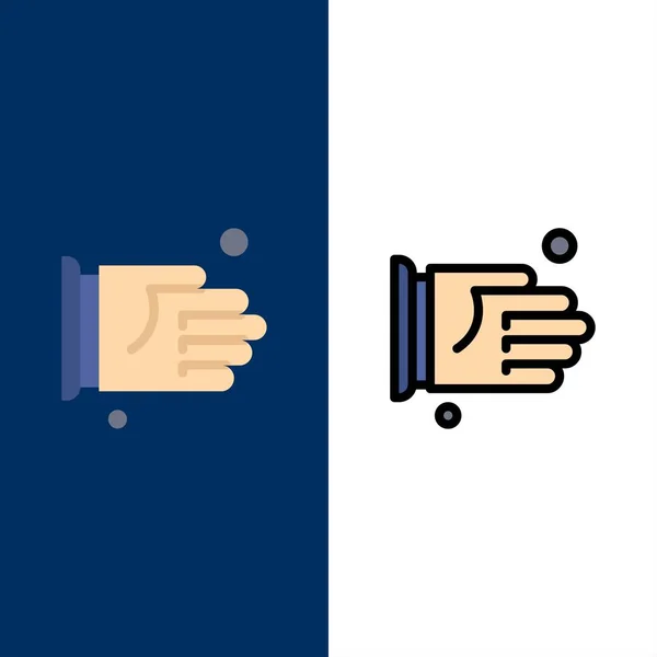 Hand, Handshake, Agreement, Office  Icons. Flat and Line Filled — Stock Vector