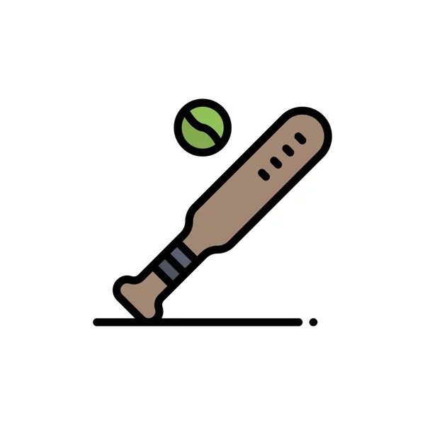 Ball, Baseball, Bat, Sports, Usa  Flat Color Icon. Vector icon b — Stock Vector