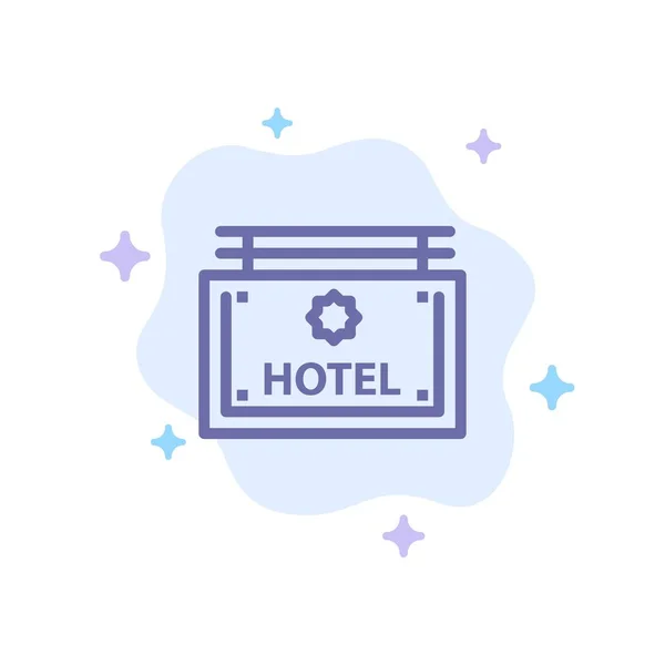 Hotel, skylt, styrelse, riktning blå ikonen på Abstrakt Cloud Backgr — Stock vektor