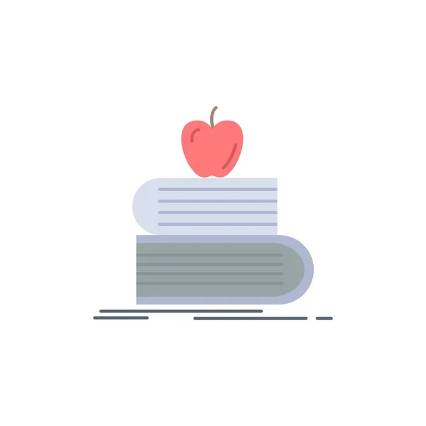 Повернутися до школи, школи, студента, книги, яблуко Плоский колір іконка Ve — стоковий вектор
