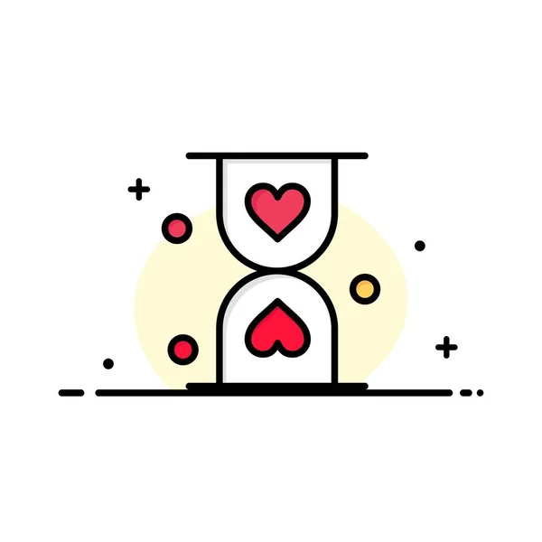 Heart, Hourglass, Glass, Hour, Waiting Business Logo Template. F — Stock Vector