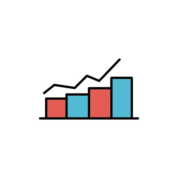 Crescimento, Gráfico, Fluxograma, Gráfico, Aumento, Progress Flat Color — Vetor de Stock