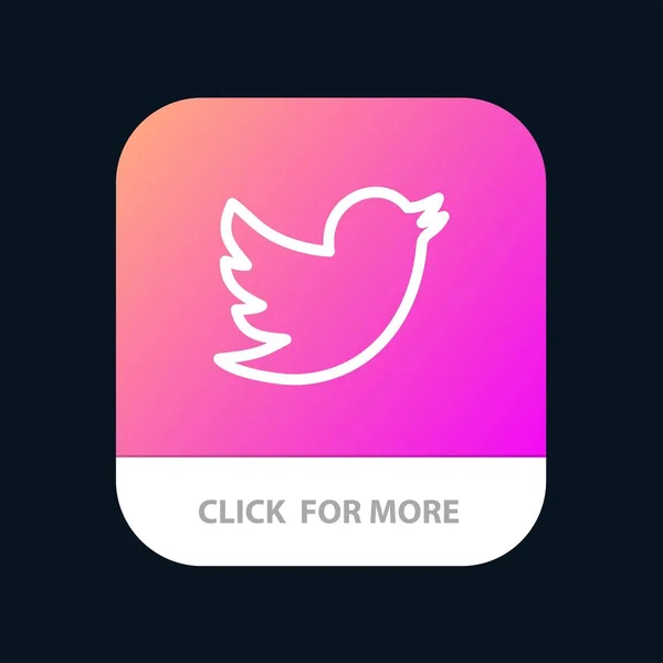 Red, Social, Twitter Botón de aplicación móvil. Línea Android e IOS — Vector de stock