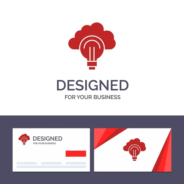 Δημιουργική επαγγελματική κάρτα και λογότυπο πρότυπο ιδέα, φως, λάμπα, Focu — Διανυσματικό Αρχείο