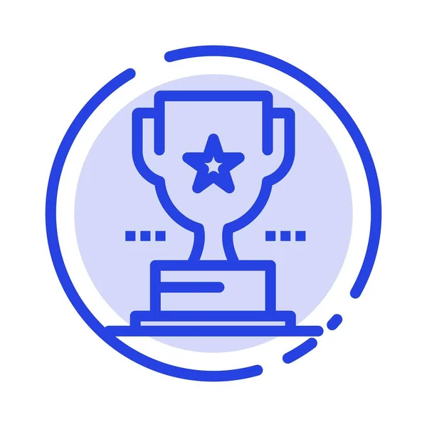 Cup, Trophy, Prize, Achievement Blue Dotted Line Line Icon — Stock Vector