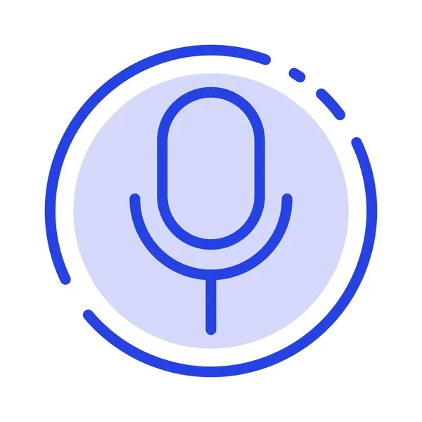 Micro Microphone Basic Icône Ligne Pointillée Bleue — Image vectorielle