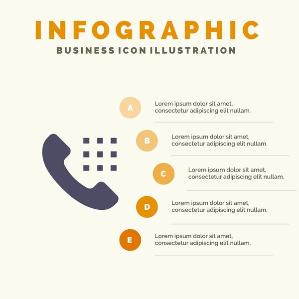 Zadzwoń, Dial, telefon, klucze Solid Icon infografiki 5 Steps Presenta — Wektor stockowy
