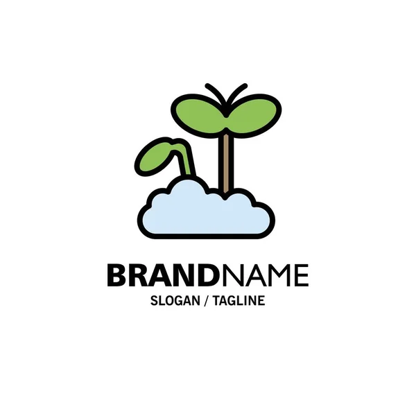 Plantilla de logotipo de negocio de planta, crecimiento, aumento, madurez. Plano C — Vector de stock