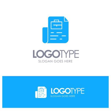 Slogan için yer ile Belge, İş, Dosya, Çanta Mavi Katı Logo