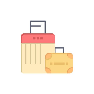 Bavul, çanta, çanta, Otel düz renk simgesi. Vektör simgesi banne