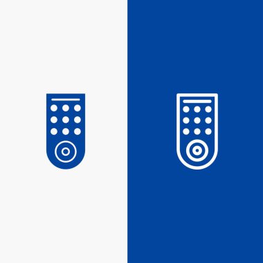 Kontrol, Uzaktan Kumanda, Tv Hattı ve Glyph Solid simgesi Mavi afiş Hattı a