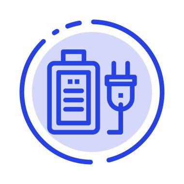 Pil, Şarj, Fiş, Eğitim Mavi Noktalı Hat Hattı Simgesi