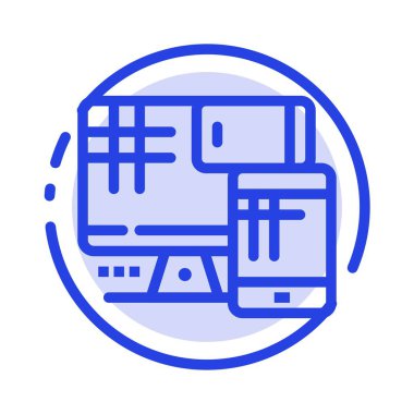 Bilgisayar, Monitör, Hücre, Eğitim Mavi Noktalı Çizgi Simgesi