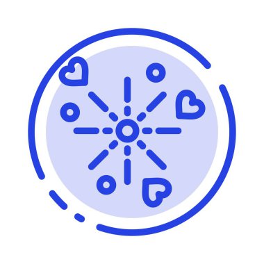 Havai fişek, Kutlama, Kalp, Aşk Mavi Noktalı Çizgi Hattı Simgesi