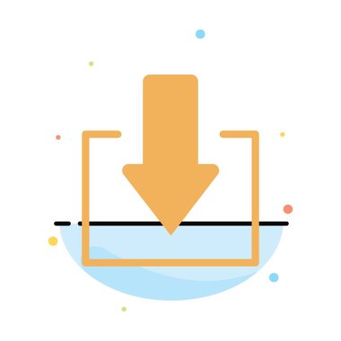 Ok, Aşağı, İndir Soyut Düz Renk Simgesi Şablonu