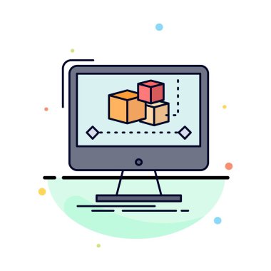 Animasyon, bilgisayar, editör, monitör, yazılım Düz Renk Simge V