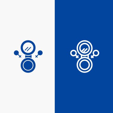 Ayna, Sekiz, Sembol Hattı ve Glyph Solid simgesi Mavi afiş