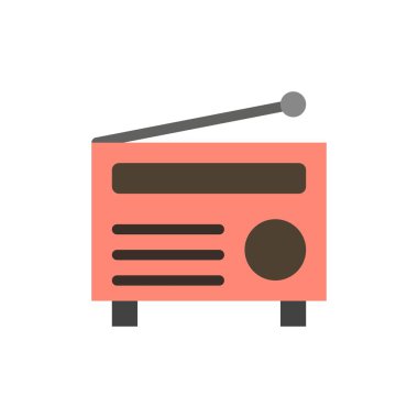 Radyo, Fm, Ses, Medya Düz Renk Simgesi. Vektör simgesi afiş Tem