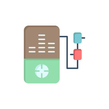 Müzik, Mp3, Oyun, Eğitim Düz Renk Simgesi. Vektör simgesi afiş