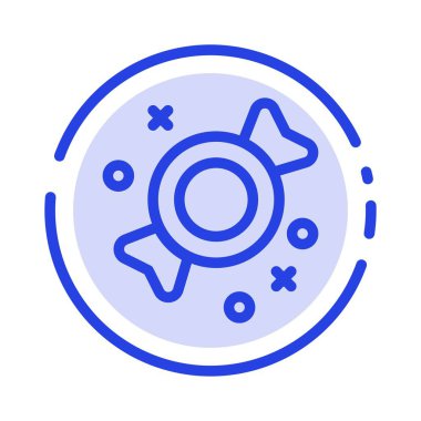 Bonbon, Şeker, Tatlılar Mavi Noktalı Çizgi Hattı Simgesi