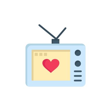 Televizyon, Aşk, Sevgililer, Film Düz Renk Simgesi. Vektör simgesi