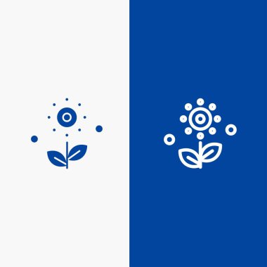 Çiçek, Bitki, Gül, Bahar Hattı ve Glyph Katı simgesi Mavi banne