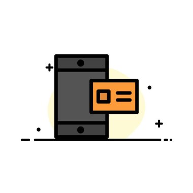 Mobil, Online, Tebeşir, Profil İş Düz Hat Dolu Simge Vektör Banner Şablonu