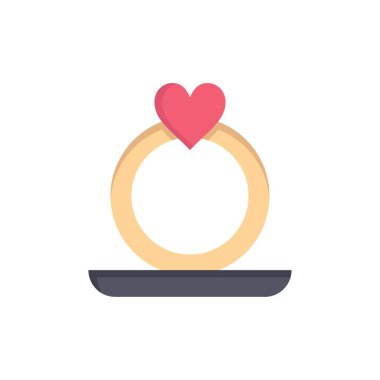 Yüzük, Kalp, Teklif Rengi Simgesi. Vektör simgesi Templ