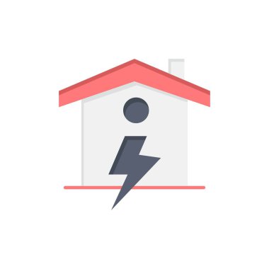 Ev, Ev, Enerji, Güç Düz Renk Simgesi. Vektör simgesi afiş Şablonu