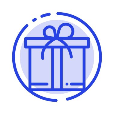 Hediye, Kutu, Motivasyon Mavi Noktalı Satır Simgesi